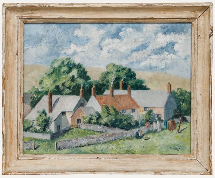 Mary Duncan - 1950 Oil, Hanging Out the Washing