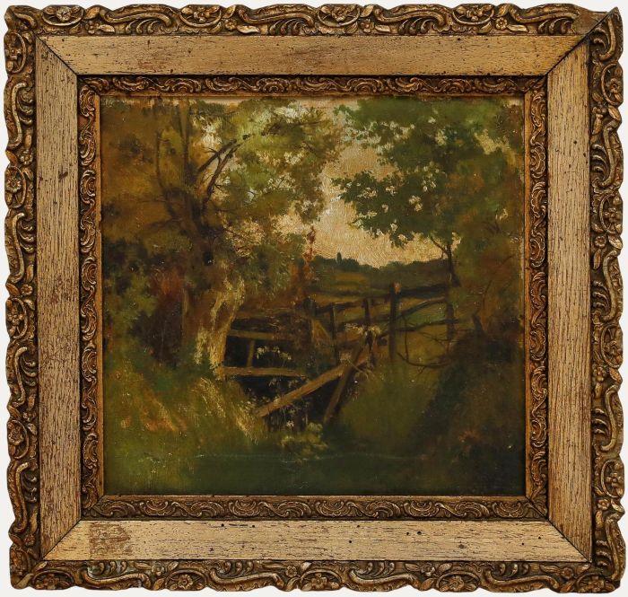 Framed Early 20th Century Oil - By the Brook