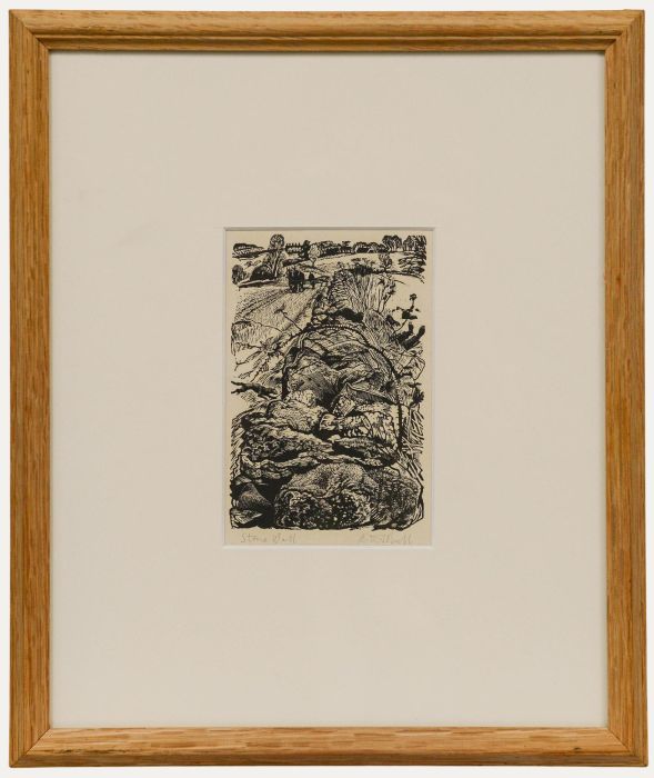 Robert Ball - 20th Century Wood Engraving, Stone Wall
