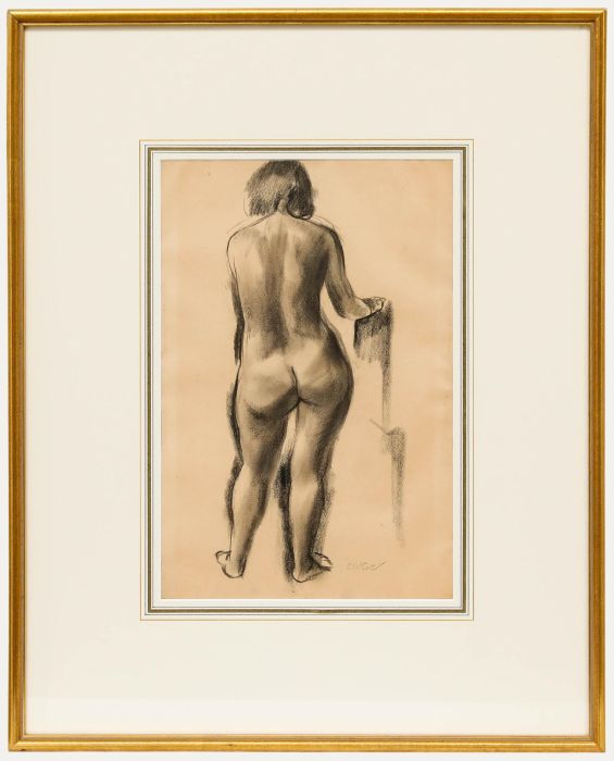 Charles James McCall - Framed 20th Century Charcoal Drawing, Standing Nude