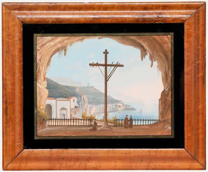 19th Century Gouache, View of Amalfi from the Capuchin Monastery