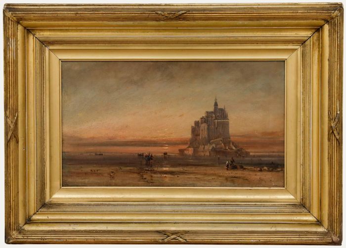 Charles Danby - Framed 1847 Oil, Sunset Over Mont Saint-Michel