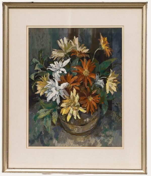 Moira Huntly - Framed 20th Century Pastel, Autumn Flowers