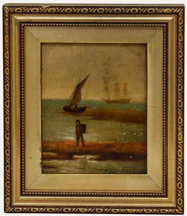 Mid 19th Century Oil - Fisherman Close to the Shoreline