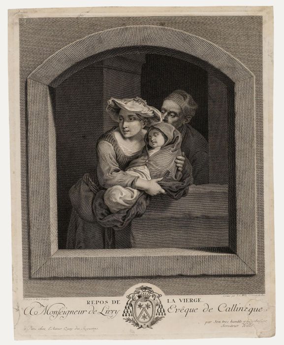 Wille after Dietrich - 1776 Engraving, Repos de la Vierge