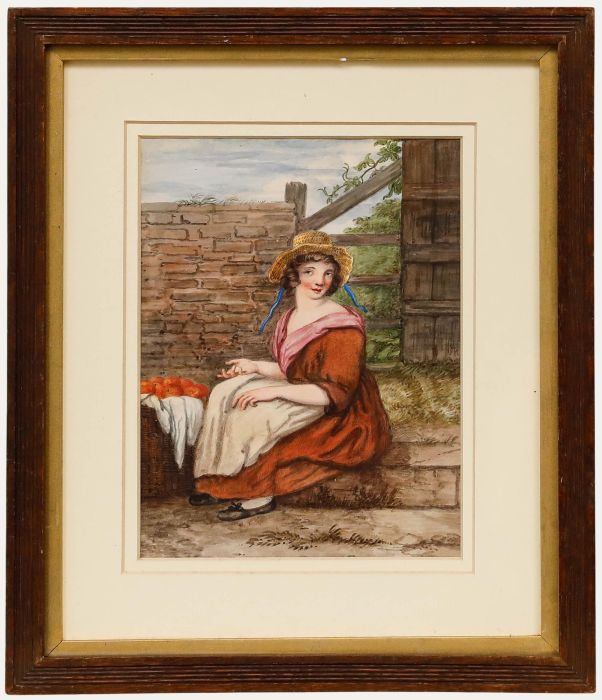 19th Century Watercolour - The Fruit Seller