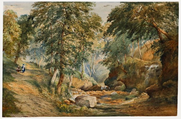Robert A. Nottingham - 1866 Watercolour, Woodland Stream