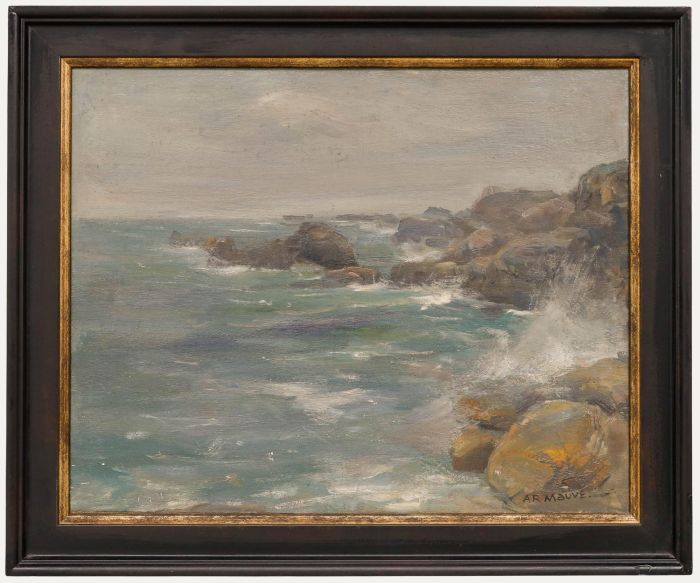 Anton Rudolph Mauve - Framed Early 20th Century Oil, Crashing Waves