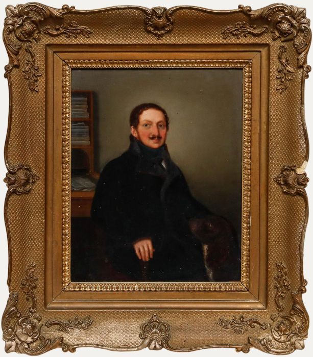 19th Century Oil - Portrait of a Gentleman and His Dog