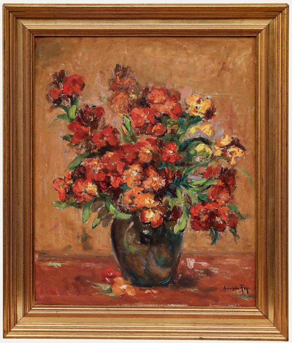 Adolphe Rey - Early 20th Century Oil, Wallflowers