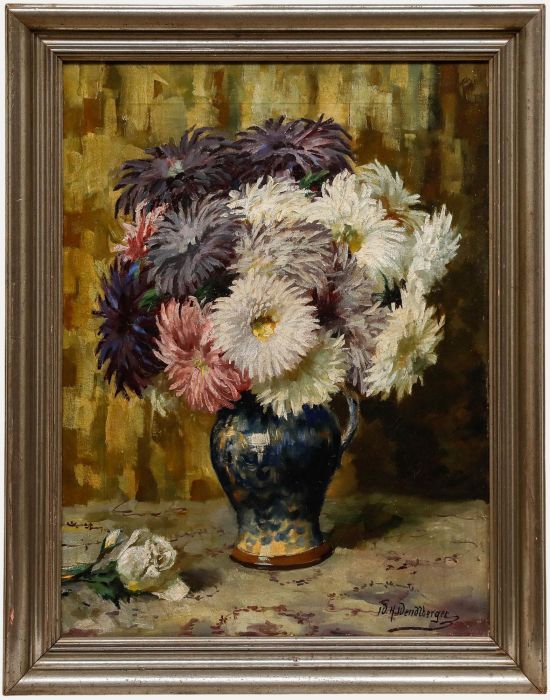 Wenzel Wendlberger (1882-1945) - Oil, Chrysanthemums in a Ceramic Jug