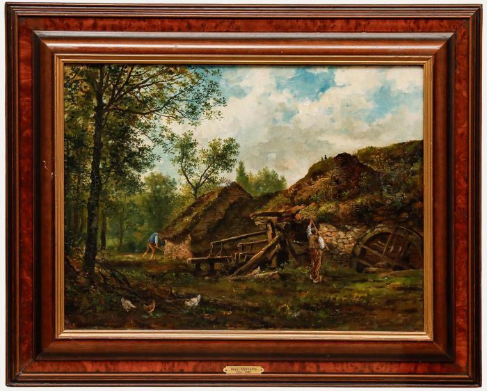 Henri Marcette - 19th Century Oil, Repairing the Old Mill