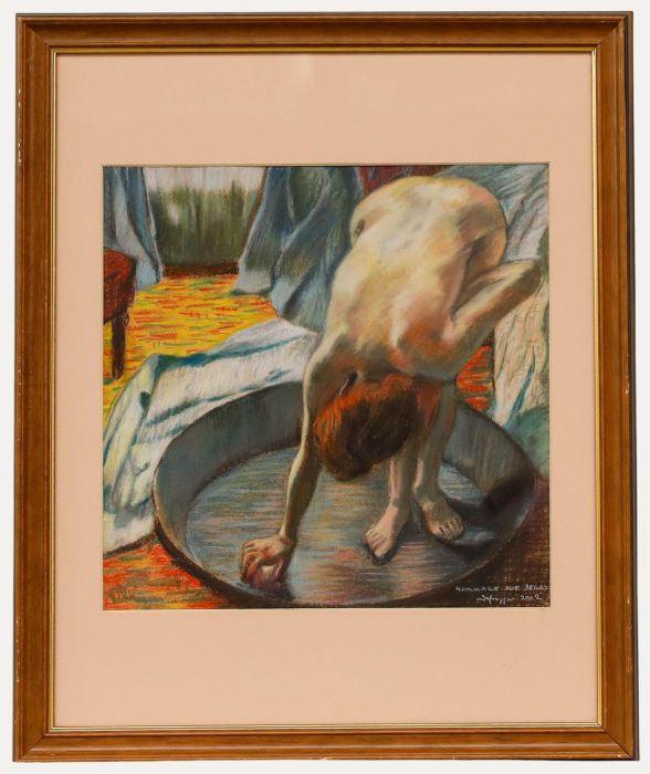 J.A. Defregger - Framed Contemporary Pastel, Sponging Down