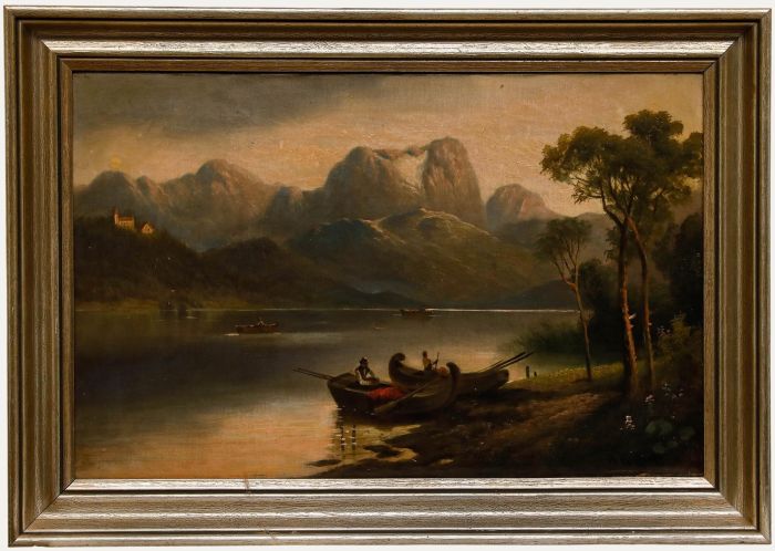 Anton Pickert - Late 19th Century Oil, Rowing Boats on a Lake