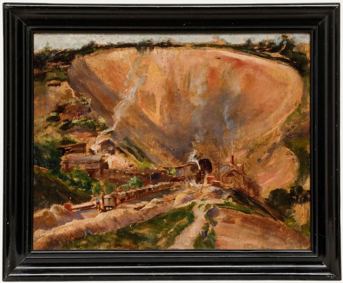 Early 20th Century Oil - Tunnel in the Mountains