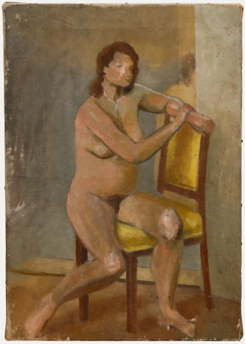 Maurice Edgar Connell - Mid 20th Century Oil, Nude on Yellow Chair