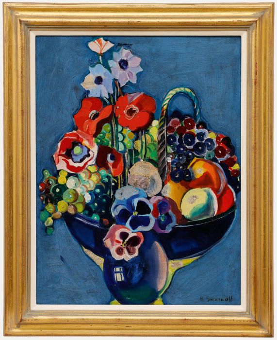 Boris Smirnoff - Framed Mid 20th Century Oil, Still Life of Fruit & Flowers