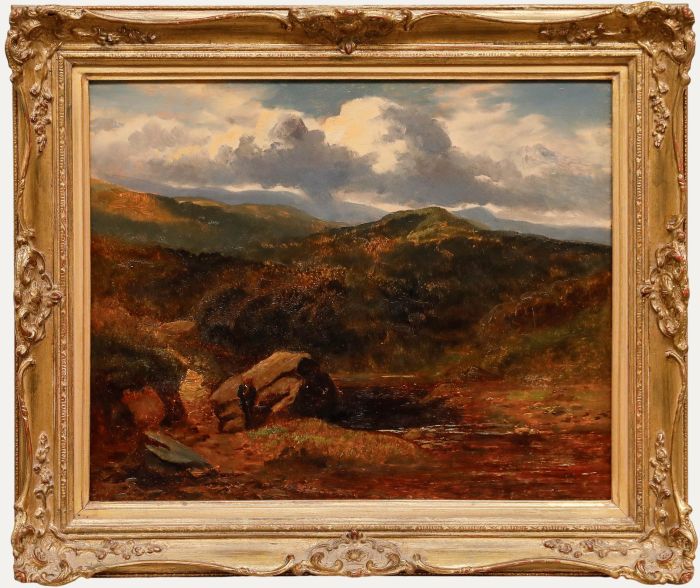 Early 20th Century Oil - Fisherman by a Tarn