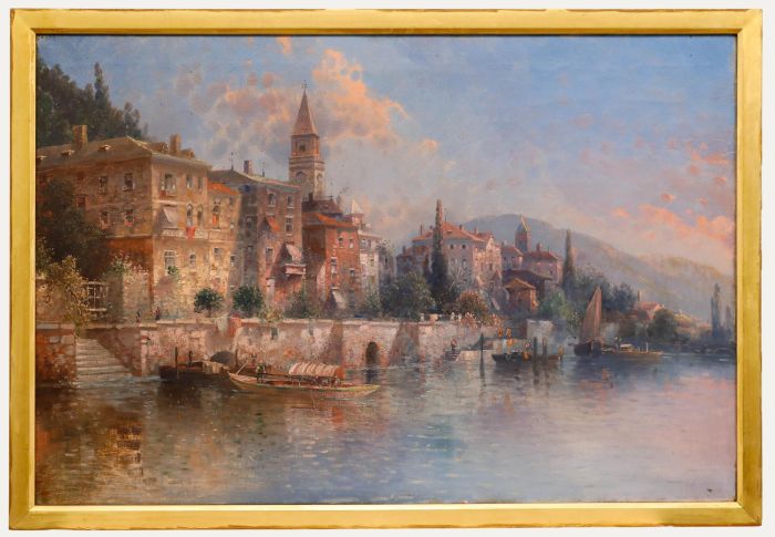 Karl Kaufmann - Early 20th Century Oil, Evening at Lake Garda