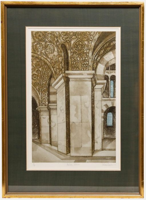 Valerie Thornton - Framed 20th Century Aquatint, Aachen Interior
