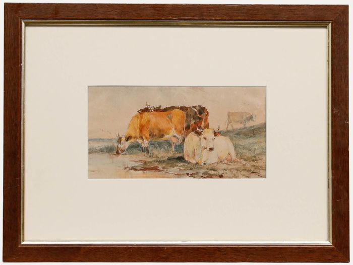 Circle of Thomas Sidney Cooper - 19th Century Watercolour, Cattle in a Landscape