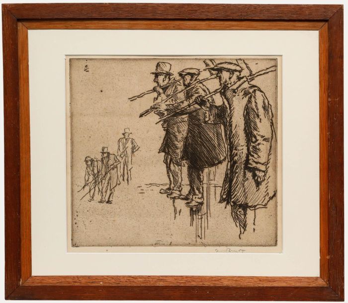 Sir Frank Brangwyn - Framed Early 20th Century Etching, London Road Sweepers