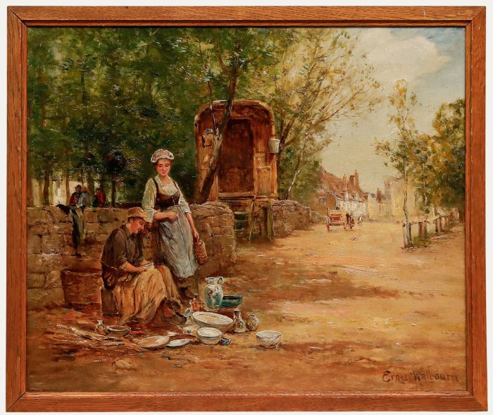 Ernest Charles Walbourn - Early 20th Century Oil, Street Sellers