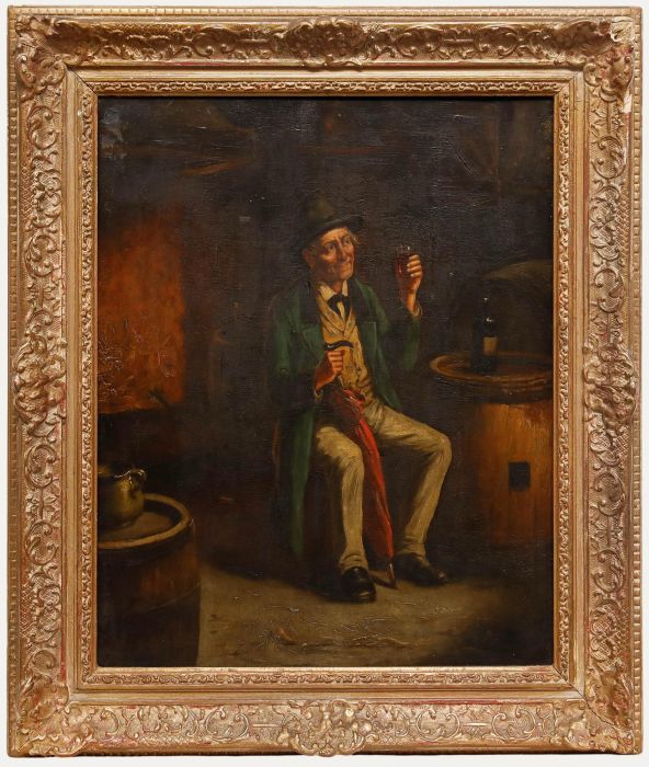 Carl Ostersetzer - Late 19th Century Oil, In the Wine Cellar