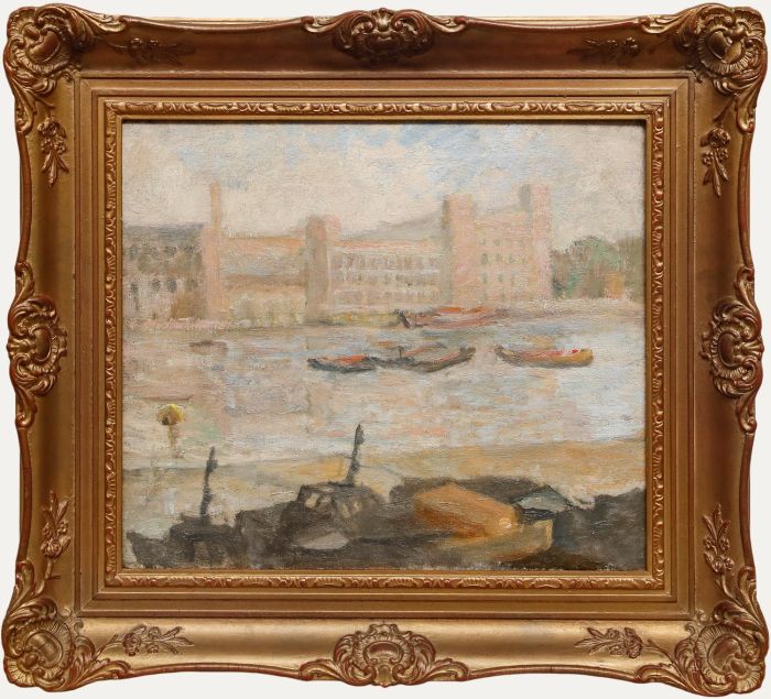Roland Batchelor - Framed Mid 20th Century Oil, View of the River Thames