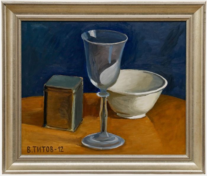 Framed Contemporary Oil - Still Life with Can & Glass