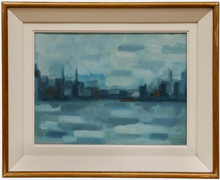 Pat Lauder - Framed Contemporary Oil, Dublin Docks