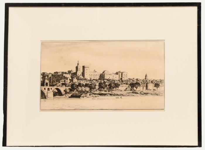 Alfred Charles S. Anderson (1884-1966)- Etching, The Palace of the Pope Avignon