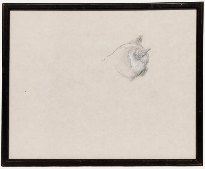 Mid 20th Century Graphite Drawing - Cat's Head