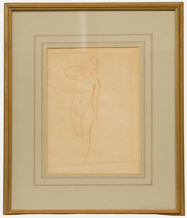 Mid 20th Century Sanguine - Nude in Red