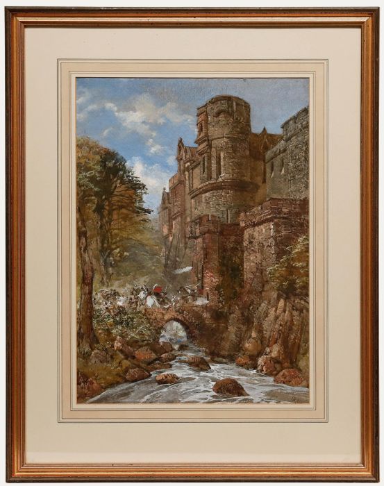 Samuel Rayner - 1850 Watercolour, Battle on the Castle Bridge
