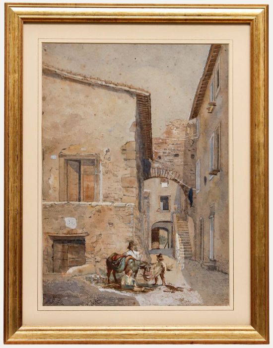 1853 Watercolour - A Street in Albano