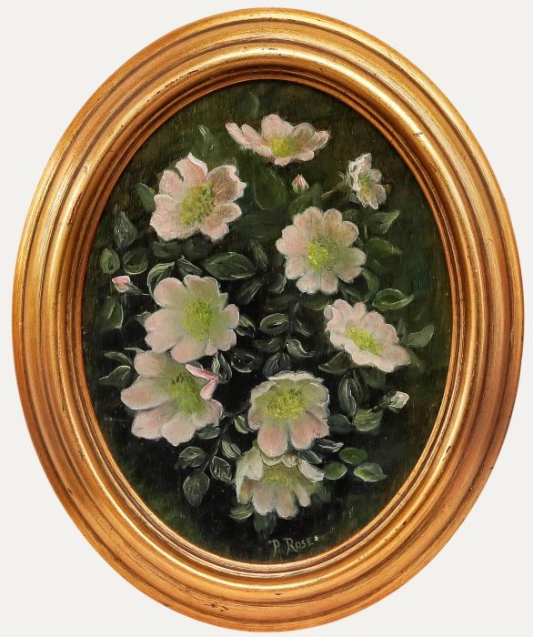P. Rose - Framed 20th Century Oil, Wild Roses