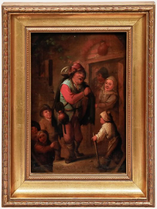 Cornelius Dusart - 19th Century Oil, At the Tavern Door