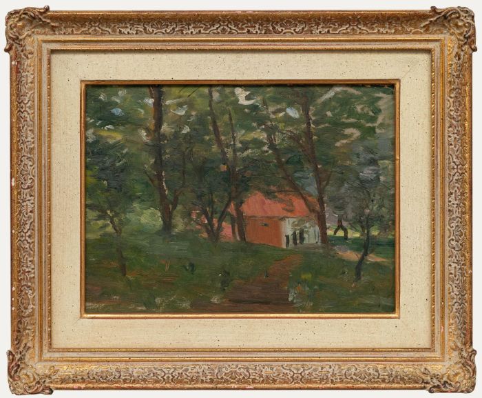 Ruslan Lawrinjenko - Framed Mid 20th Century Oil, House in the Woods
