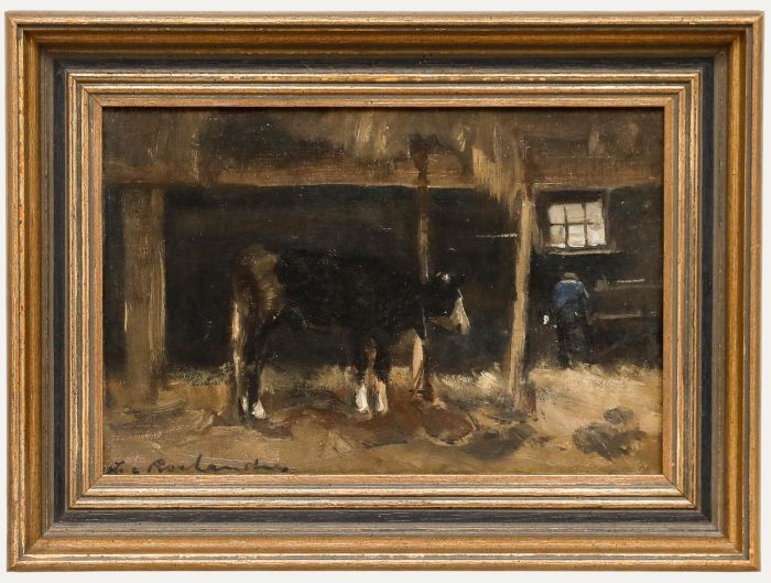 Johannes Cornelis Roelandse - Framed Mid 20th Century Oil, The Cow Shed