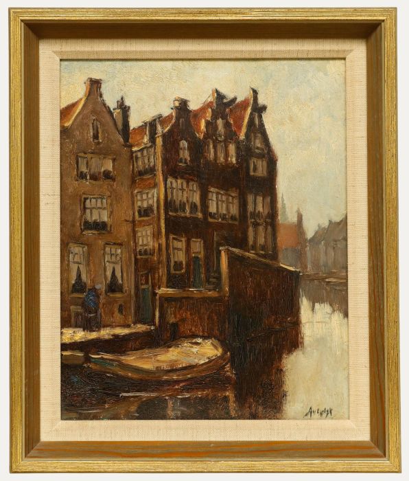 Early 20th Century Oil - By the Canal