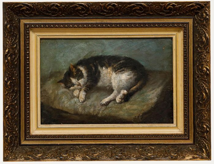 Jacob Wigersma - Early 20th Century Oil, Cat on Cushion