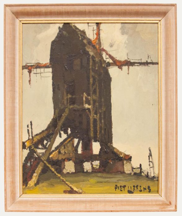 Piet Lippens - Framed Mid 20th Century Oil, Weathered Windmill