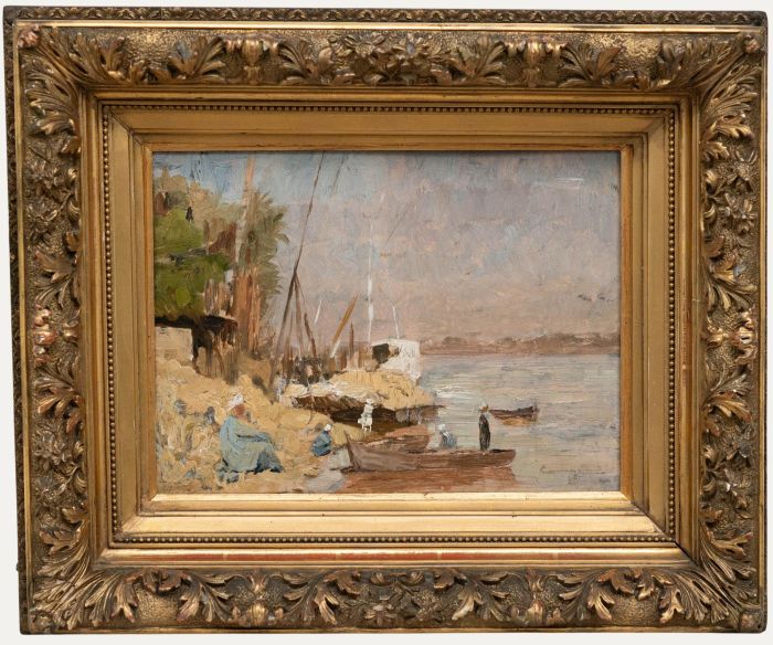 Fernand Scribe - Late 19th Century Oil, Sitting by the Water