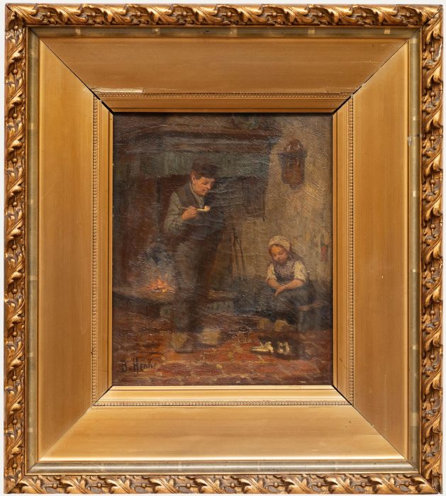 B. Henke - Late 19th Century Oil, By the Fire