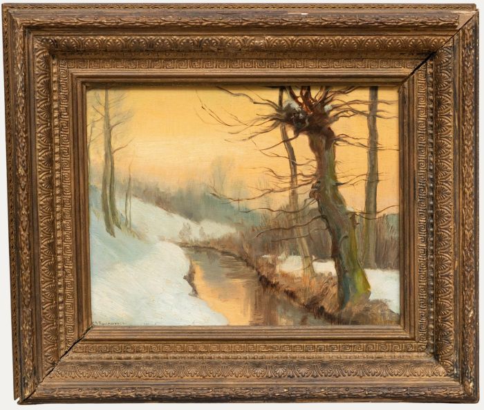 Gerardus Johannes Roermeester - Early 20th Century Oil, Winter Sunset