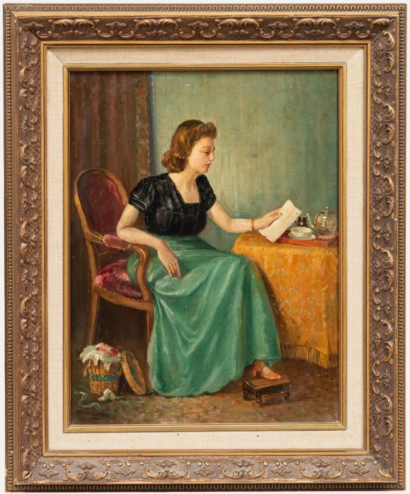 Pieter J. A. Wagemans - Framed Mid 20th Century Oil, A Letter with Tea