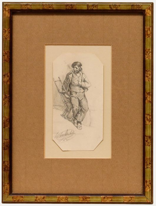 1842 Graphite Drawing - Study of a Worker