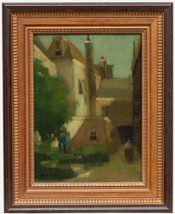 Joop Kropff - Framed Mid 20th Century Oil, Backyard Entrance