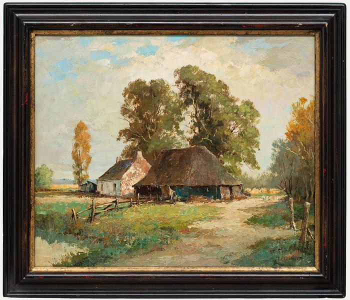 J. Clement - Framed Mid 20th Century Oil, A Rural Farmstead
